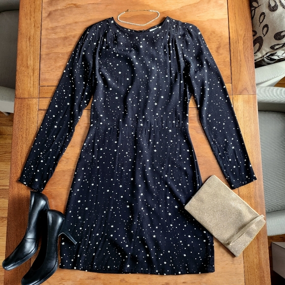 H&M Long Sleeve Black Dress With Stars - Picture 1 of 8